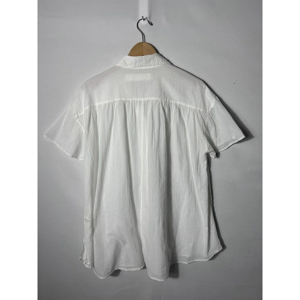 We The Free Float Away Shirt Womens M White Button Up Lightweight Short Sleeve - Picture 3 of 7